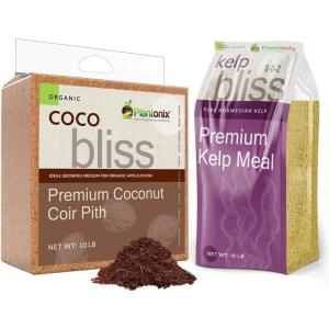 imageCoco Bliss 10lbs  Kelp Bliss 10lbs  Organic Coco Coir for Plants ampamp Kelp Meal Fertilizer  Coconut Soil Coconut Coir Brick  Organic Kelp Fertilizer for Plants  Garden Soil ampamp Potting Soil Mix