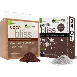 imageCoco Bliss 10lbs  Perlite Bliss 24 Qts  Coco Coir Brick ampamp Organic Perlite for Plants  Coco Coir Perlite Mix  Organic Coco Coir for Plants  Coconut Coir Bulk Garden Soil ampamp Potting Soil Mix