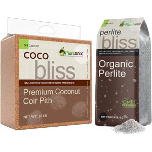 imageCoco Bliss 10lbs  Perlite Bliss 8 Qts  Organic Coco Coir for Plants ampamp Horticultural Perlite for Plants  Coconut Coir Brick  Bulk Garden Soil ampamp Potting Soil Mix  Organic Gardening Bundle