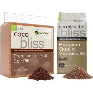 imageCoco Bliss 10lbs  Vermiculite Bliss 8 Qts  Organic Coco Coir for Plants ampamp Fine Vermiculite for Gardening  Cocopeat Coconut Soil  Coconut Coir Brick for Plants  Garden Soil ampamp Potting Soil Mix