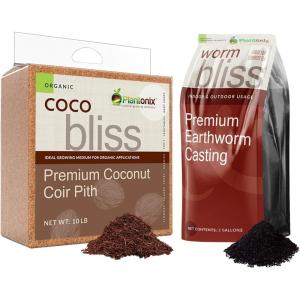 imageCoco Bliss 10lbs  Worm Bliss 2 Gallons  Coco Coir Brick ampamp Organic Worm Castings for Plants  Coco Coir for Plants  Earthworm Castings Worm Fertilizer  Organic Garden Soil ampamp Potting Soil Mix