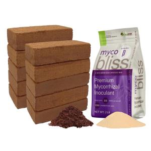 imageCoco Coir 650gm Bricks 10Pack  Myco Bliss Powder 2lbs  Organic Coco Coir for Plants ampamp Mycorrhizal Fungi Inoculant  Mycorrhizae for Plants  Coconut Soil Coconut Coir Bricks  Potting Soil Mix
