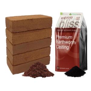 imageCoco Coir 650gm Bricks 5Pack  Worm Bliss 8 Qts  Coco Coir Bricks ampamp Organic Worm Castings for Plants  Organic Coconut Coir for Plants  Earthworm Castings Worm Fertilizer  Potting Soil Mix