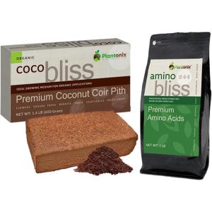 imageCoco Coir Brick 650gms  Amino Bliss 1lb  Organic Coco Coir for Plants ampamp Amino Acids for Plants  Cocopeat Coconut Coir Brick  Hydrolyzed Amino Acids for Gardening  Garden Soil Potting Mix