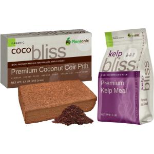 imageCoco Coir Brick 650gms  Kelp Bliss 1lb  Organic Coco Coir for Plants ampamp Kelp Meal Organic Fertilizer  Cocopeat Coconut Coir Brick  Kelp Fertilizer for Plants  Garden Soil ampamp Potting Soil Mix