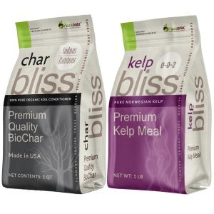 imageKelp Bliss 1lb  Char Bliss 1 Qt  Kelp Meal Organic Fertilizer ampamp Organic Biochar for Plants  Biochar Soil Amendment Charcoal for Plants  Organic Kelp Fertilizer for Plants  Kelp for Plants