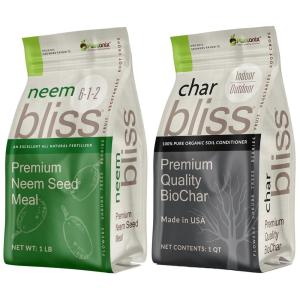 imageNeem Bliss 1lb  Char Bliss 1 Qt  Neem Cake for Plants ampamp Organic Biochar for Plants  Biochar Soil Amendment Charcoal for Plants  Neem Seed Meal  Neem Meal Fertilizer  Neem Powder for Plants