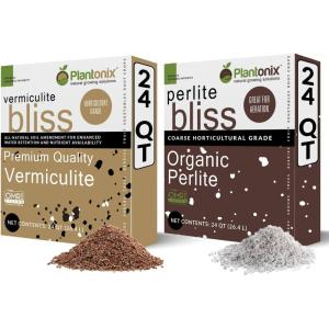 imagePerlite Bliss 24 Qts  Vermiculite Bliss 24 Qts  Perlite for Plants ampamp Fine Vermiculite for Gardening  Bulk Soil Amendment Bundle  Organic Potting Soil Mix Improves Nutrient ampamp Water Retention