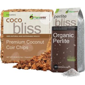 imagePerlite Bliss 8 Qts  Coco Chips for Plants 10lbs  Coco Coir Chips ampamp Organic Perlite for Plants ampamp Gardening  Coconut Husk Chips for Plants  Coconut Mulch  Perlite Bulk Potting Soil Mix