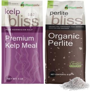 imagePerlite Bliss 8 Qts  Kelp Bliss 5lbs  Organic Perlite for Plants ampamp Kelp Meal Fertilizer  Horticultural Perlite for Gardening  Kelp Fertilizer for Plants  Garden Soil ampamp Potting Soil Mix