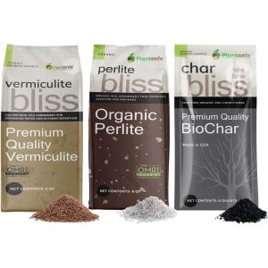 imagePerlite Bliss 8 Qts  Vermiculite Bliss 8 Qts  Char Bliss 8 Qts  Organic Perlite for Plants  Fine Vermiculite for Gardening  Biochar Horticultural Charcoal for Plants  Bulk Soil Amendments