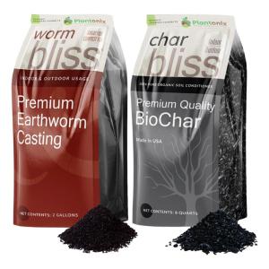 imageWorm Bliss 2 Gallons  Char Bliss 8 Qts  Organic Worm Castings for Plants ampamp Organic Biochar for Plants  Biochar Soil Amendment  Charcoal for Plants  Earthworm Castings Organic Fertilizer