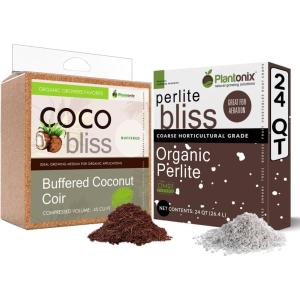 imageBuffered Coco Bliss 10lbs  Perlite Bliss 24 Qts  Buffered Coco Coir Brick ampamp Organic Perlite for Plants  Coco Coir Perlite Mix  Organic Coco Coir for Plants  Coconut Coir Bulk Potting Soil Mix