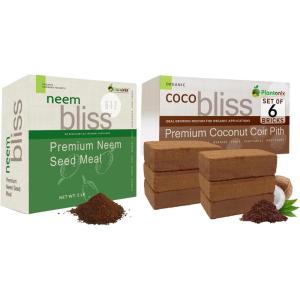 imageCoco Coir 650gm Bricks 6Pack  Neem Bliss 5lbs  Organic Coco Coir for Plants ampamp Neem Cake for Plants  Cocopeat Coconut Coir Bricks  Neem Seed Meal  Neem Meal Fertilizer  Potting Soil Mix