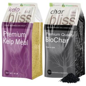 imageKelp Bliss 10lbs  Char Bliss 8 Qts  Kelp Meal Organic Fertilizer ampamp Organic Biochar for Plants  Biochar Soil Amendment Charcoal for Plants  Organic Kelp Fertilizer for Plants  Kelp for Plants